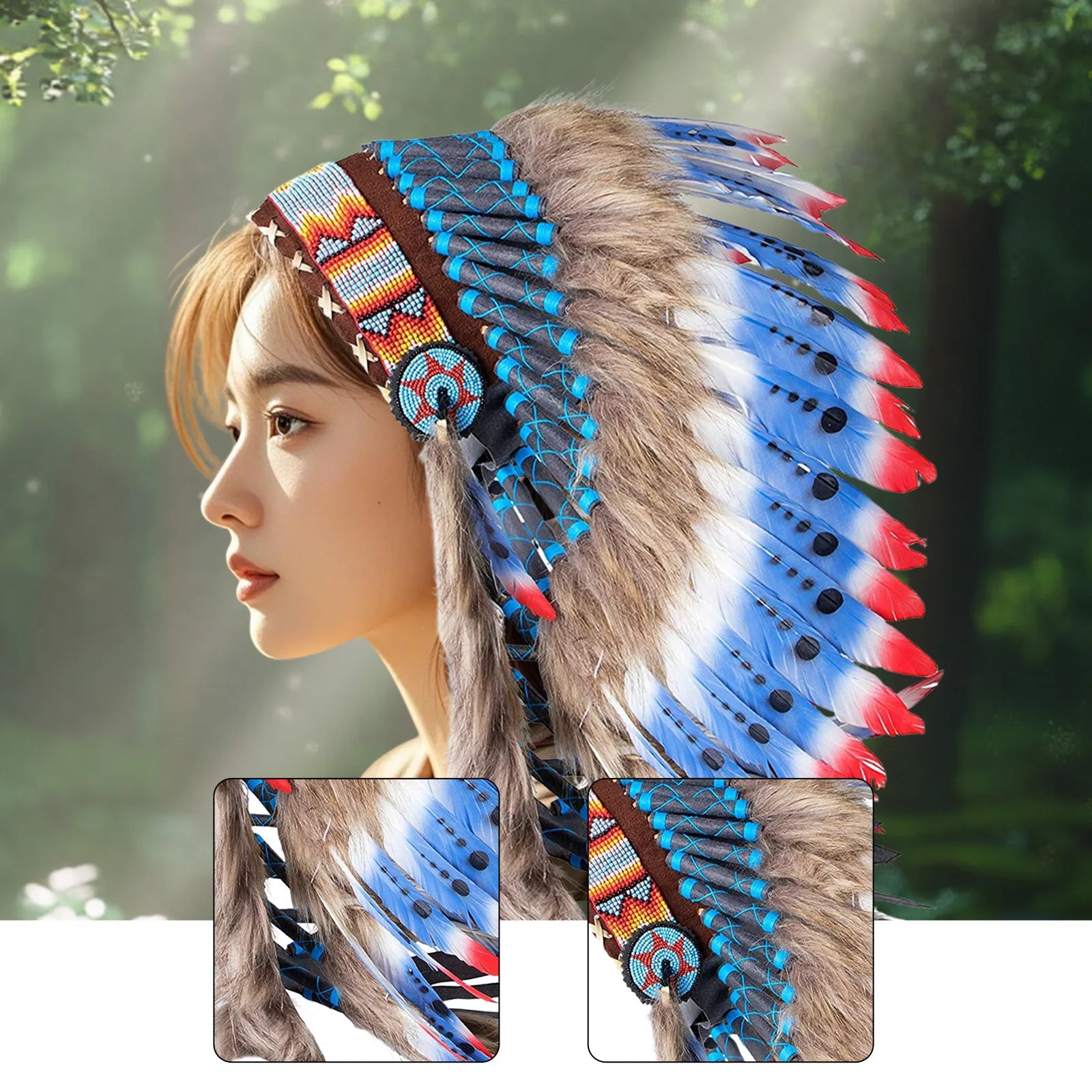 Tribal-Inspired Feather Headdress – Stage, Dance & Costume Accessory