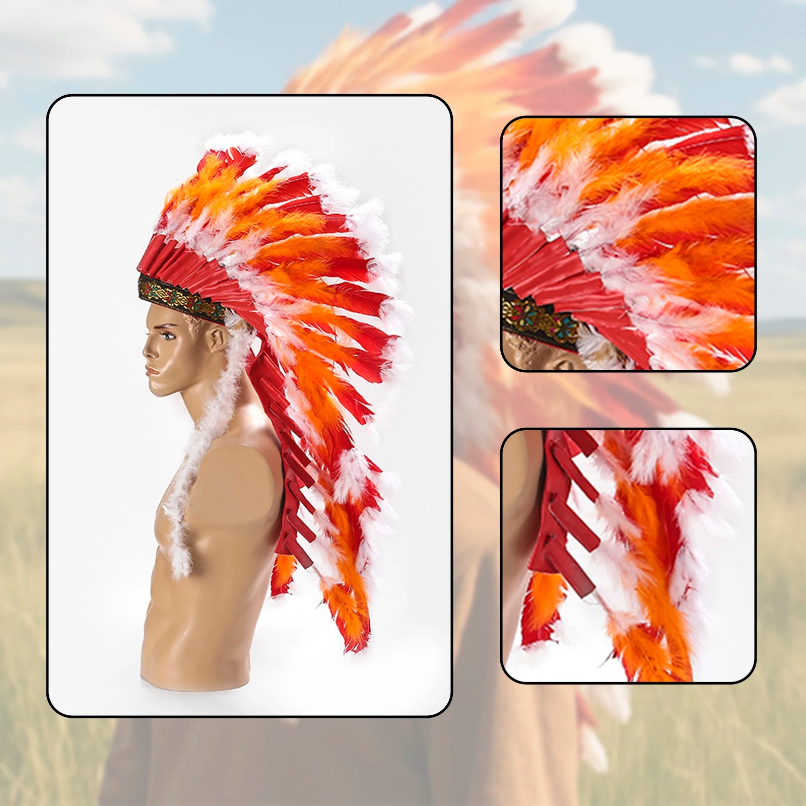 Tribal-Inspired Feather Headdress – Stage, Dance & Costume Accessory