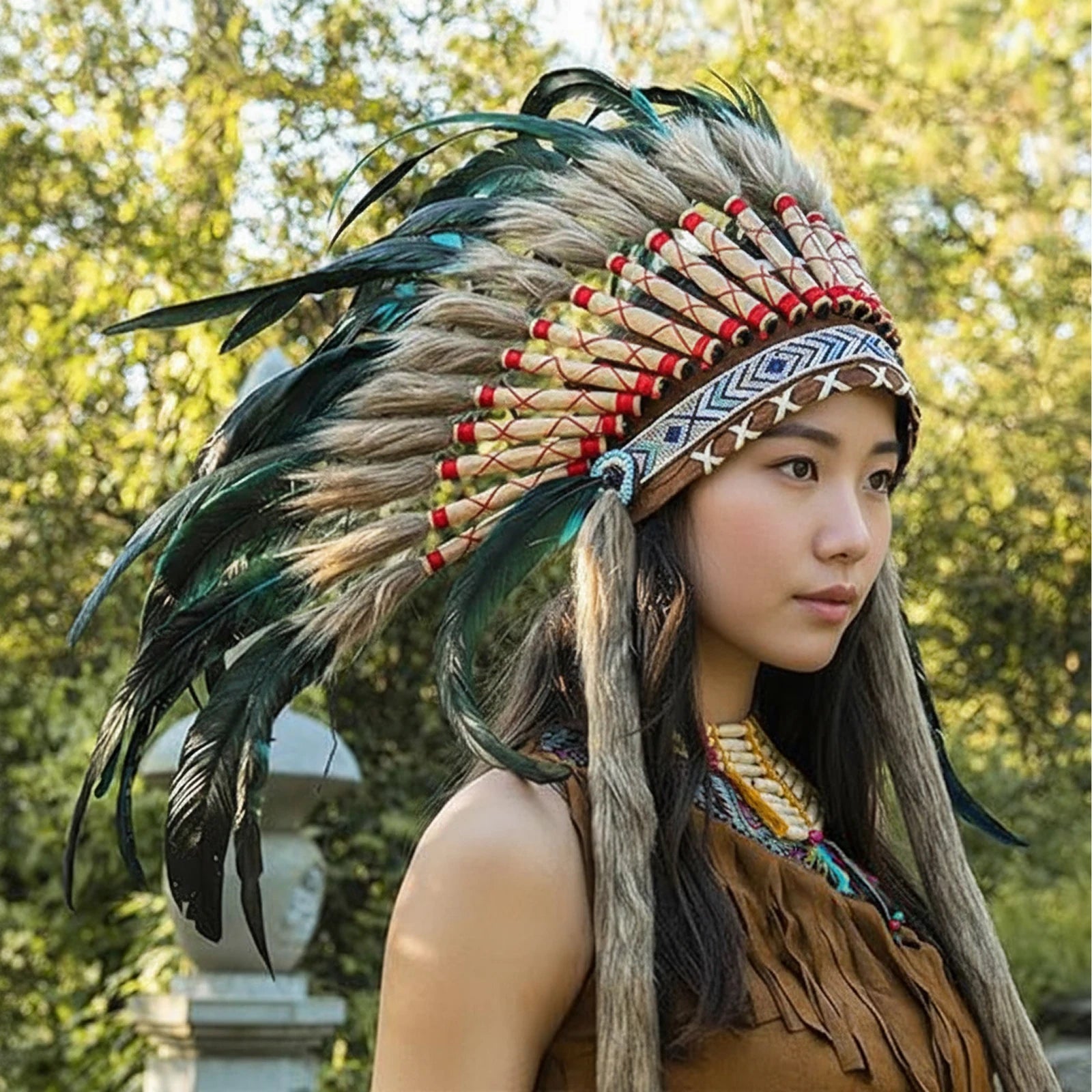 Tribal-Inspired Feather Headdress – Stage, Dance & Costume Accessory