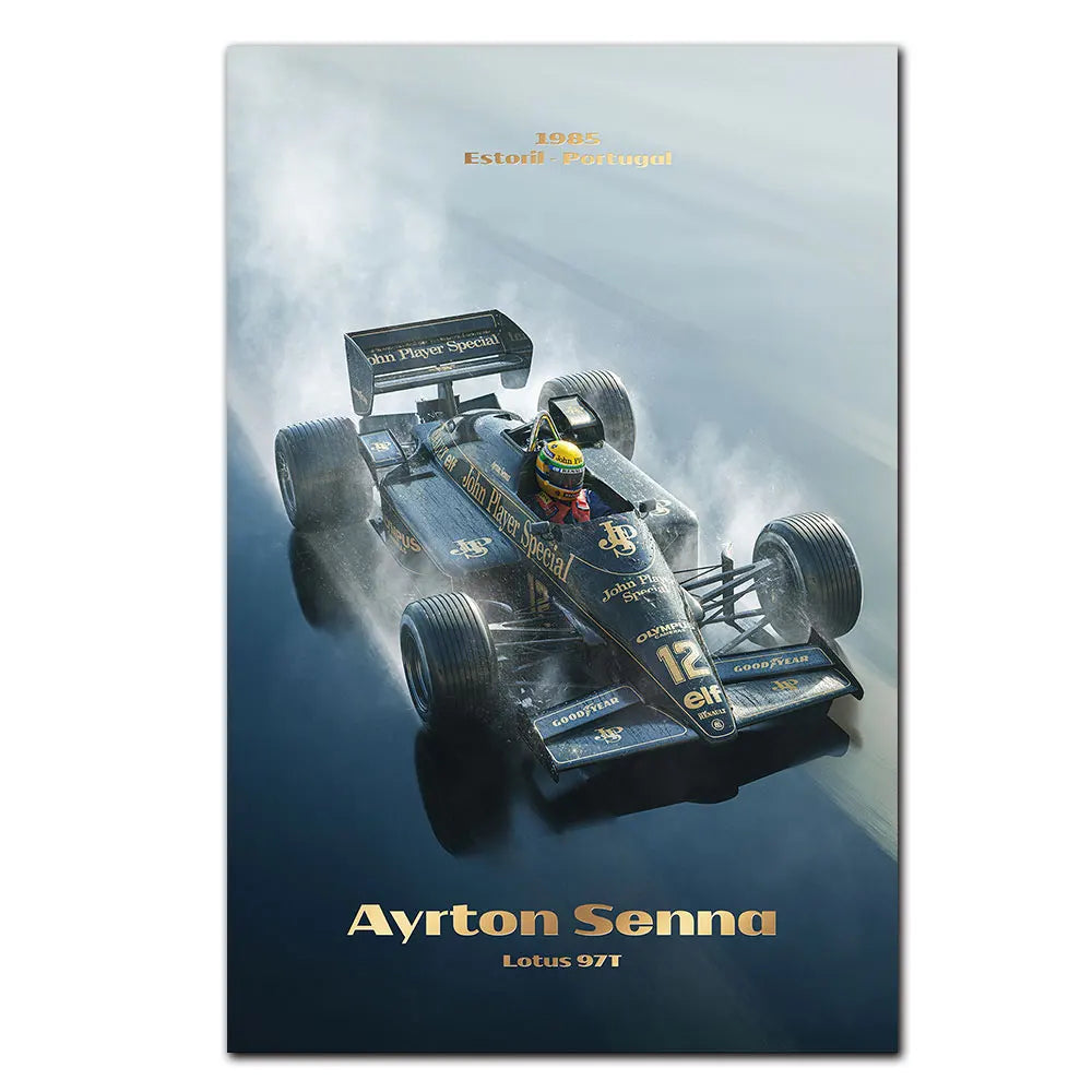 AYRTON Senna Art Print Artwork 1985 Classic Racing Car Poster Print Canvas Painting Home Decor Wall Art Picture For Living Room