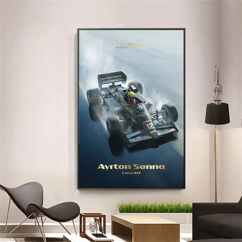 AYRTON Senna Art Print Artwork 1985 Classic Racing Car Poster Print Canvas Painting Home Decor Wall Art Picture For Living Room