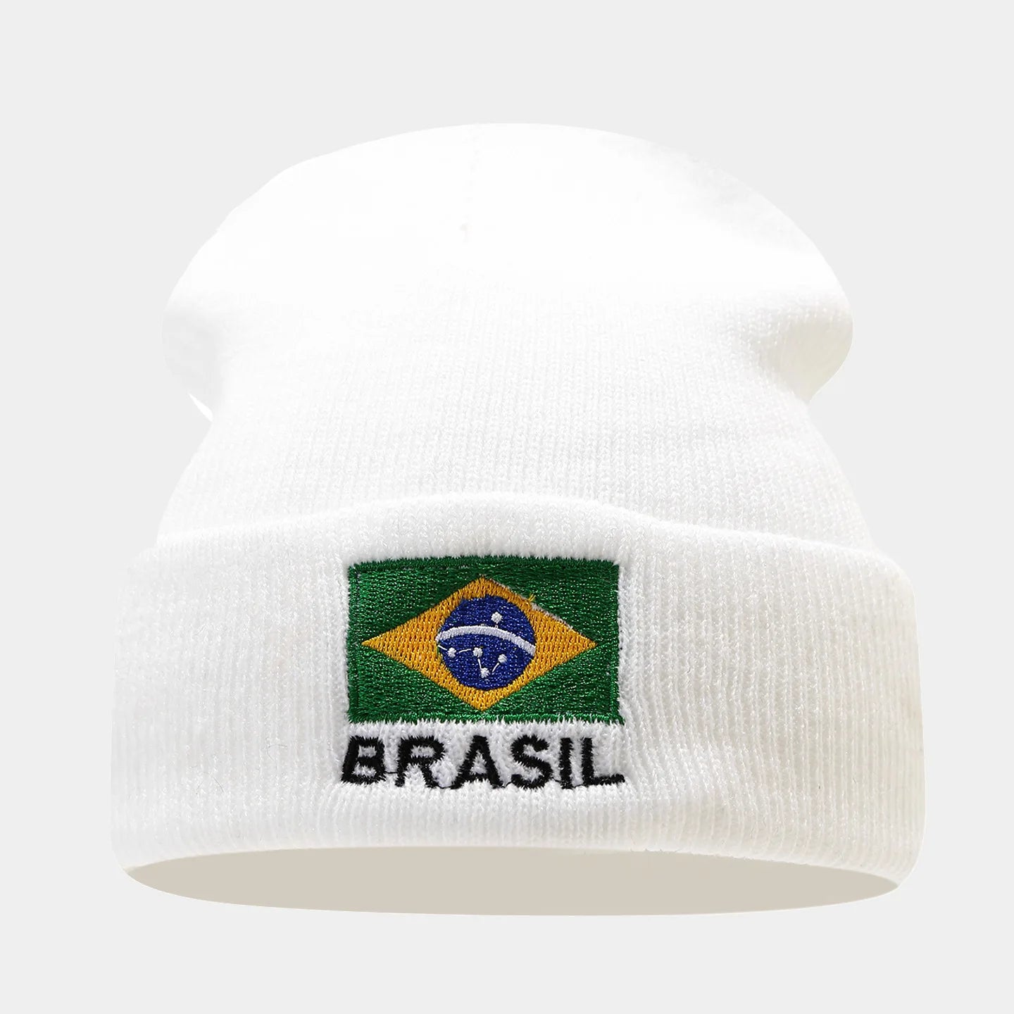 Brazil Flag Beanie – Embroidered Knit Hat