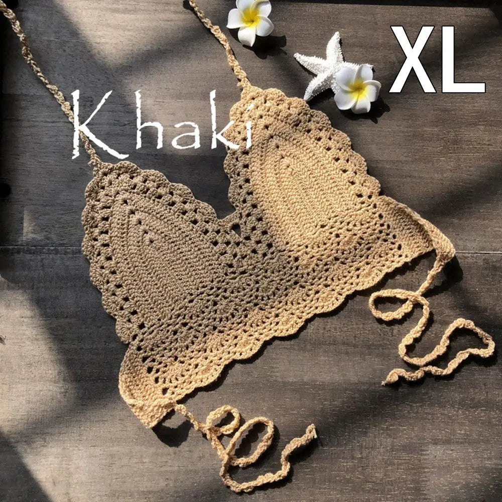 Crochet Halter Crop Top – Boho Beach Bralette