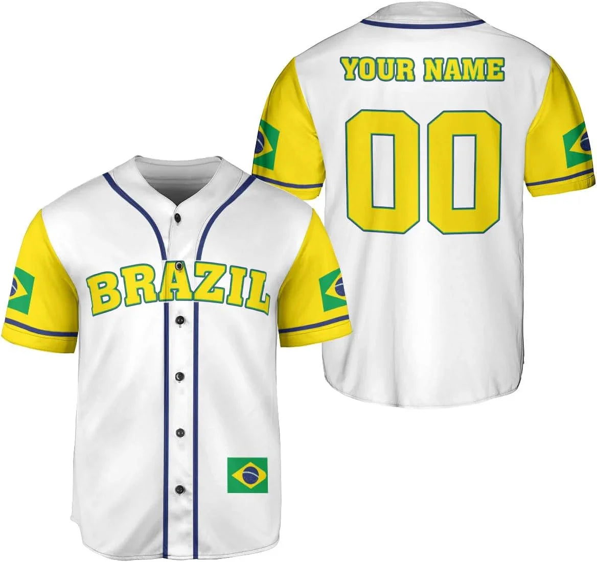 Brazil Flag & Coat of Arms Baseball Shirt