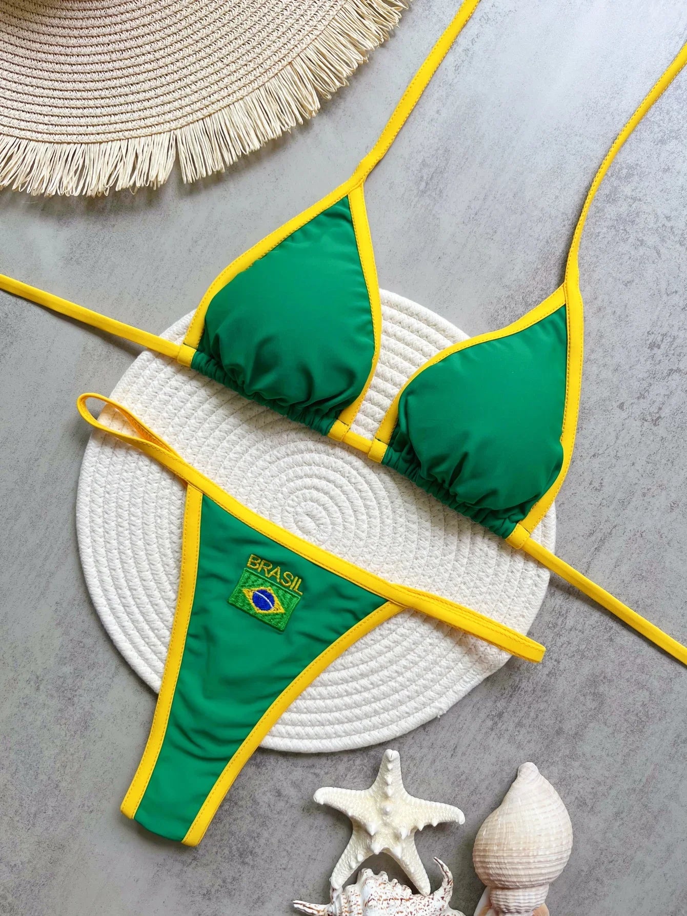 Brazil Flag Embroidered Bikini Set
