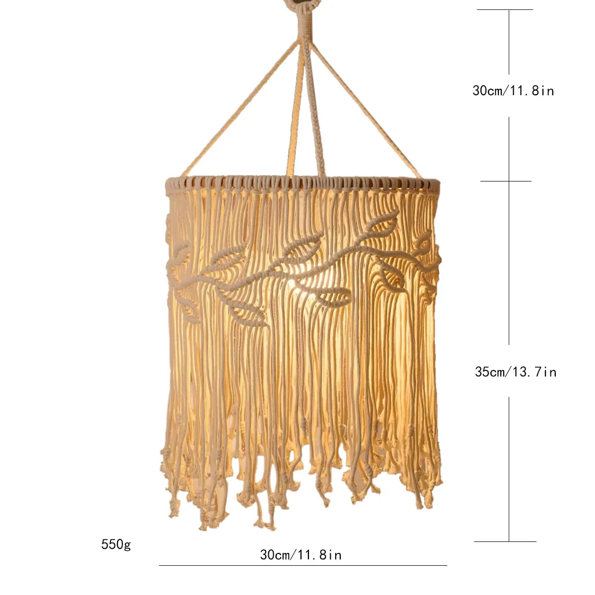Handmade Macramé Lamp Shade – Boho Hanging Light Cover