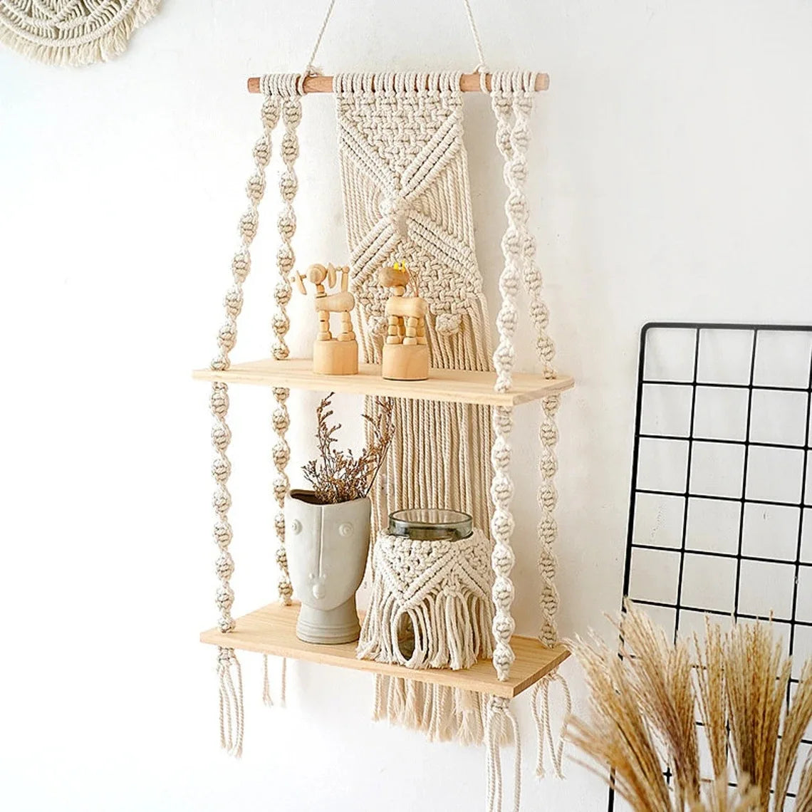 Macramé Wall Hanging Shelf – Boho Home Decor