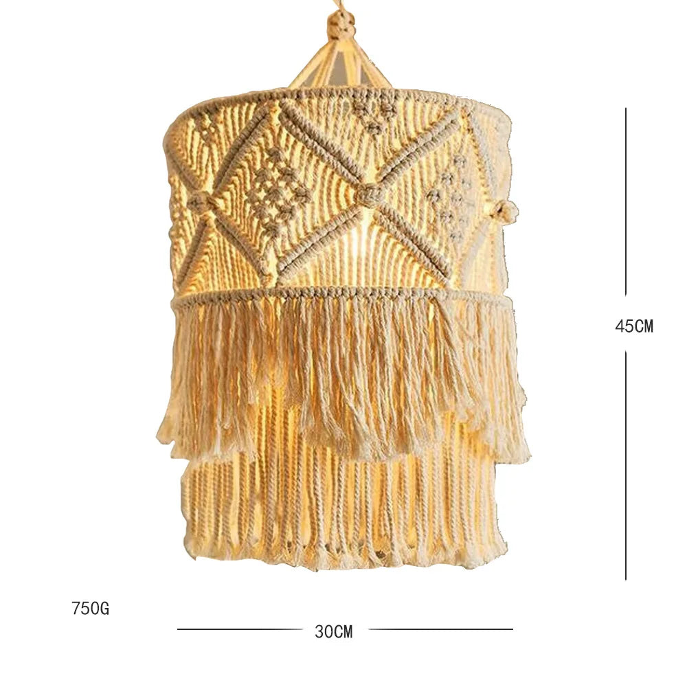 Handmade Macramé Lamp Shade – Boho Hanging Light Cover