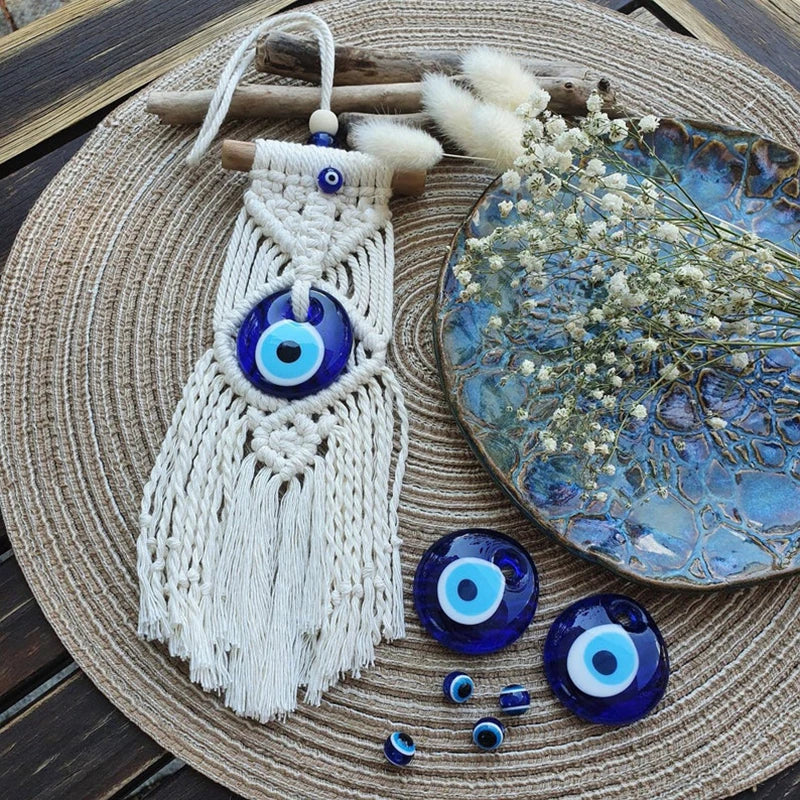 Macramé Evil Eye Wall Hanging – Handmade Boho Decor