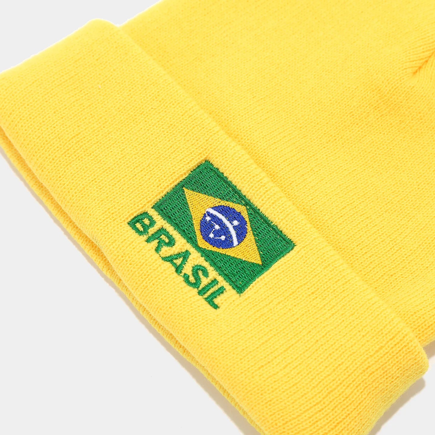 Brazil Flag Beanie – Embroidered Knit Hat