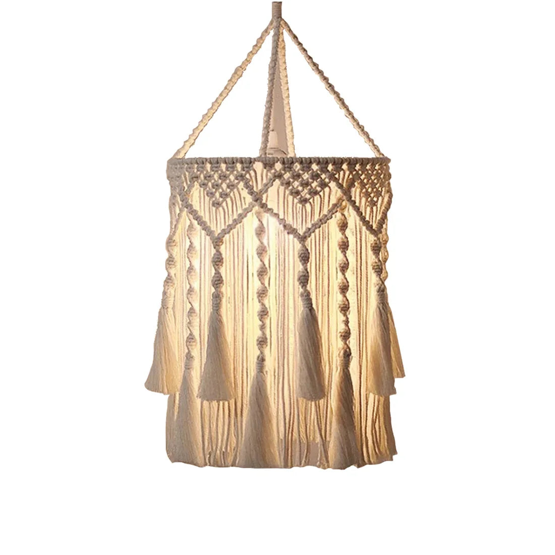 Handmade Macramé Lamp Shade – Boho Hanging Light Cover