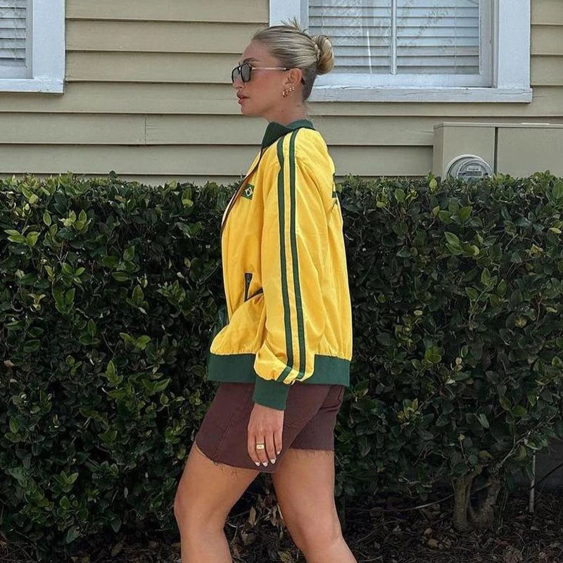 Brazilian Yellow Y2K Zip Hoodie