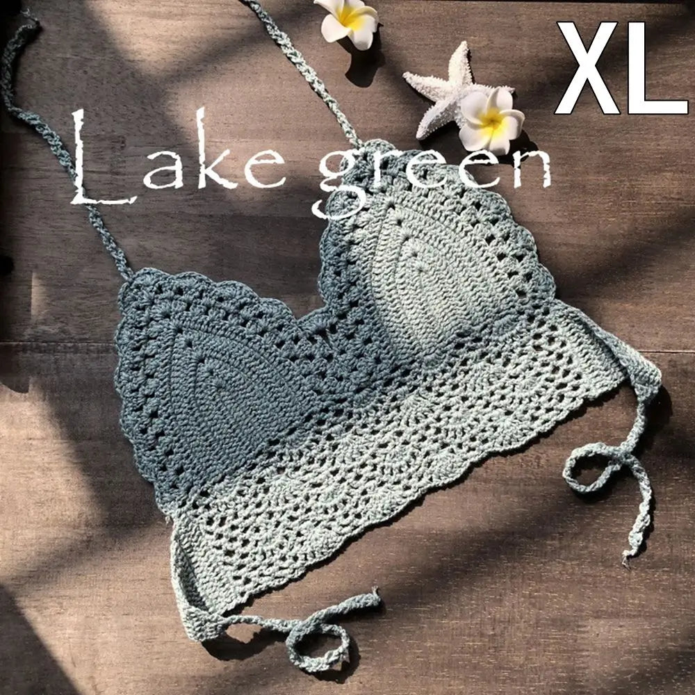 Crochet Halter Crop Top – Boho Beach Bralette