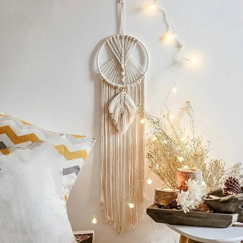 Macrame Dream Catcher Wall Tapestry – Boho Nordic Home Decor