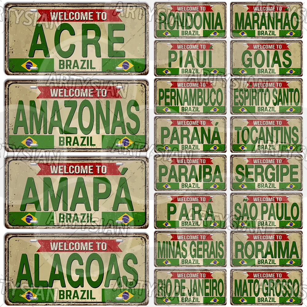 Brazil State Landmark Metal Sign – Decorative Plaque