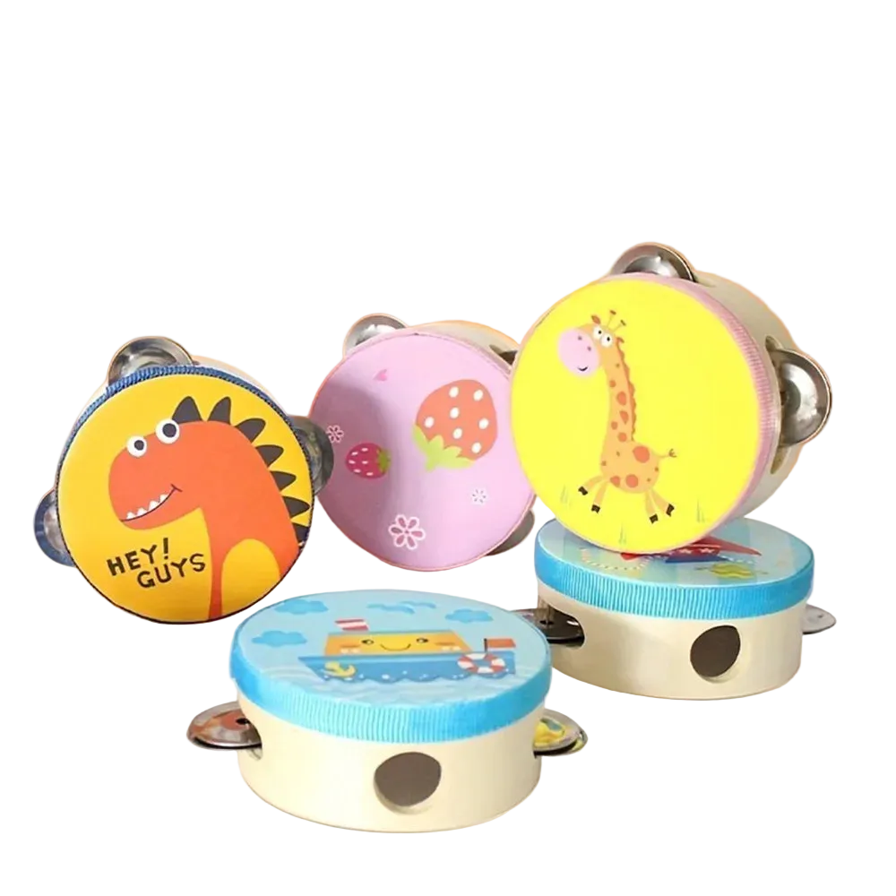 Brazilian Rhythm Wooden Tambourine – Cute Cartoon Percussion Instrument