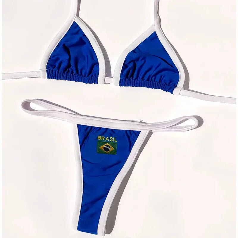Brazil Flag Embroidered Bikini Set