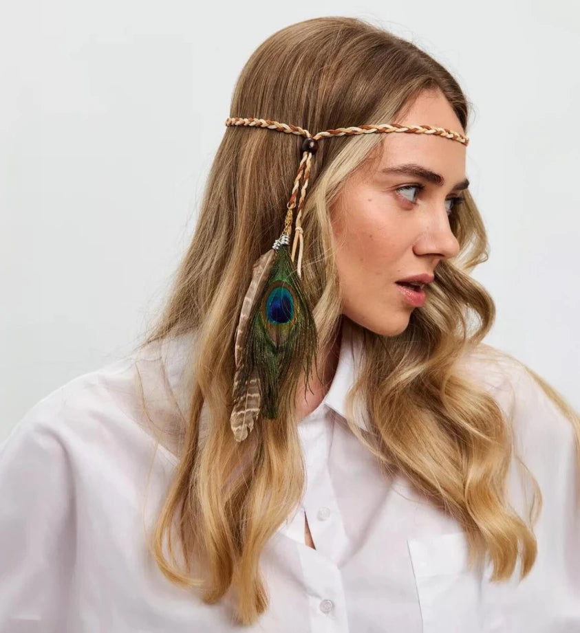 Boho Feather Headband – Hippie Gypsy Hair Accessory