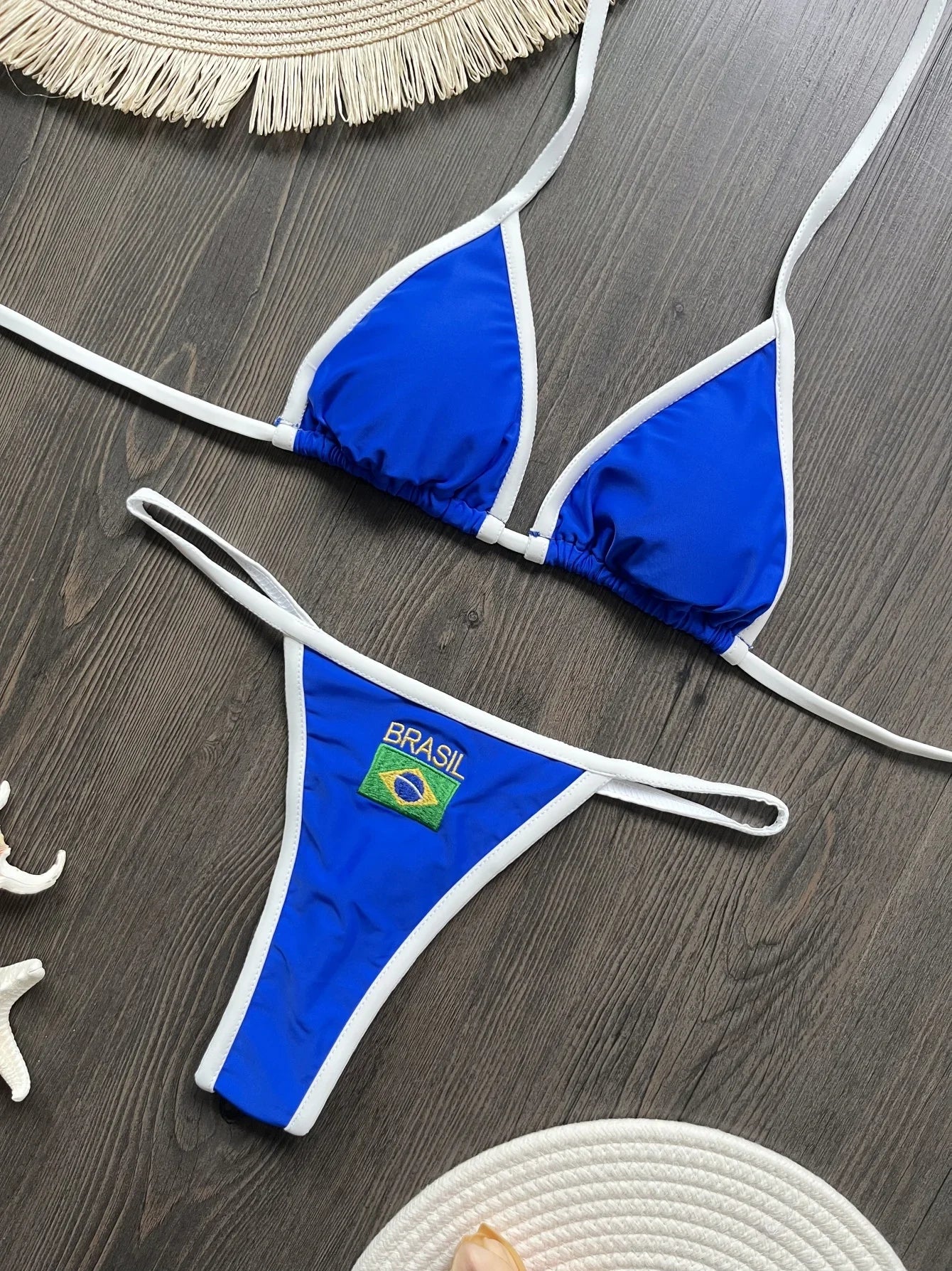 Brazil Flag Embroidered Bikini Set