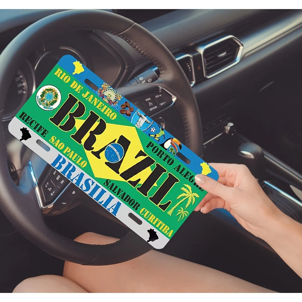 Brazil Aluminum License Plate Sign – Retro Design