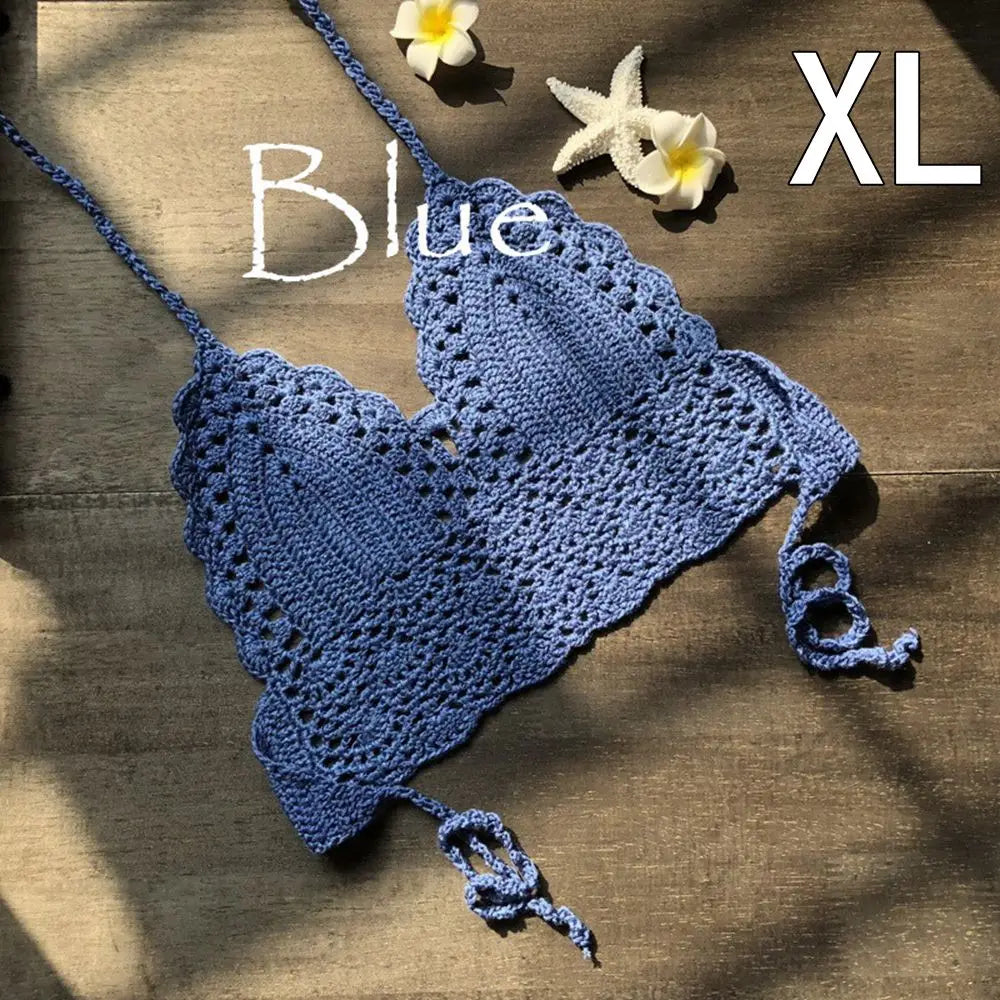 Crochet Halter Crop Top – Boho Beach Bralette