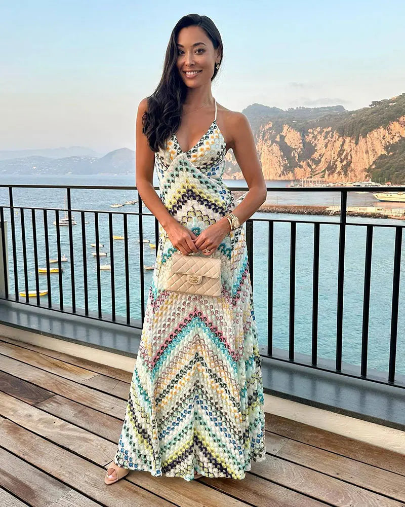 Women’s Crochet Halter Maxi Dress – Summer Knitwear