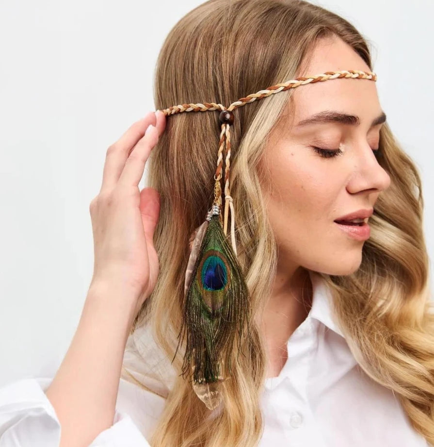 Boho Feather Headband – Hippie Gypsy Hair Accessory