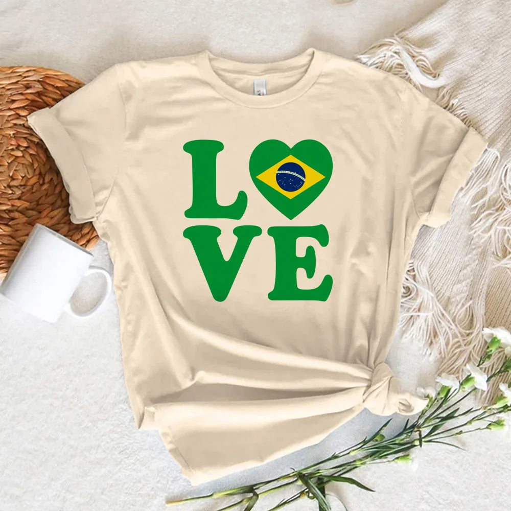 Women T-shirts Brazil T-shirts Women Y2K Graphic Funny Tee Female Harajuku Clothes