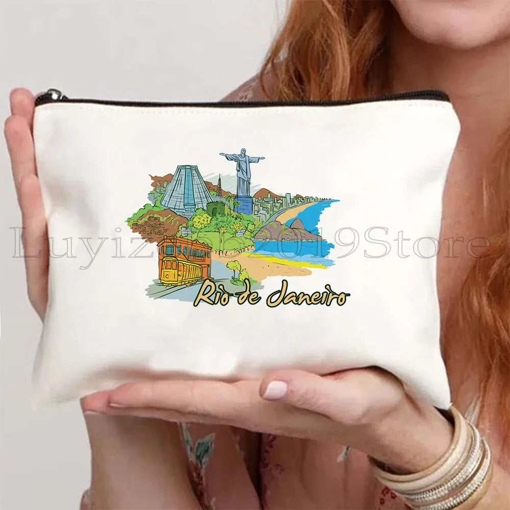 Brazil Canvas Zipper Pouch – Rio de Janeiro Design
