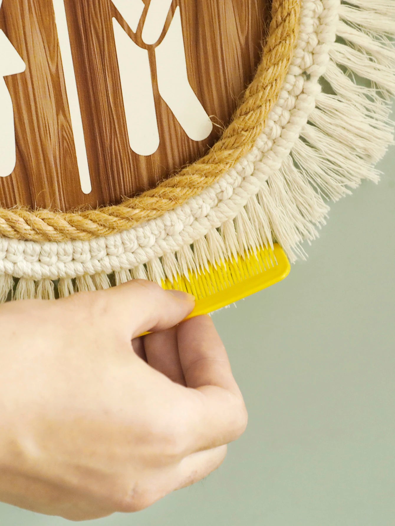 Macrame Round Bathroom Sign – Rustic Wooden Toilet Wall Decor