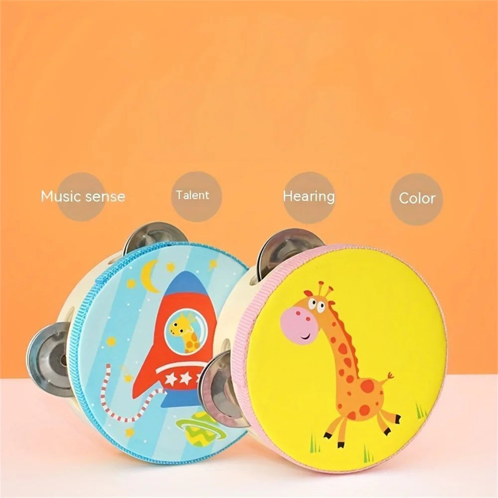Brazilian Rhythm Wooden Tambourine – Cute Cartoon Percussion Instrument
