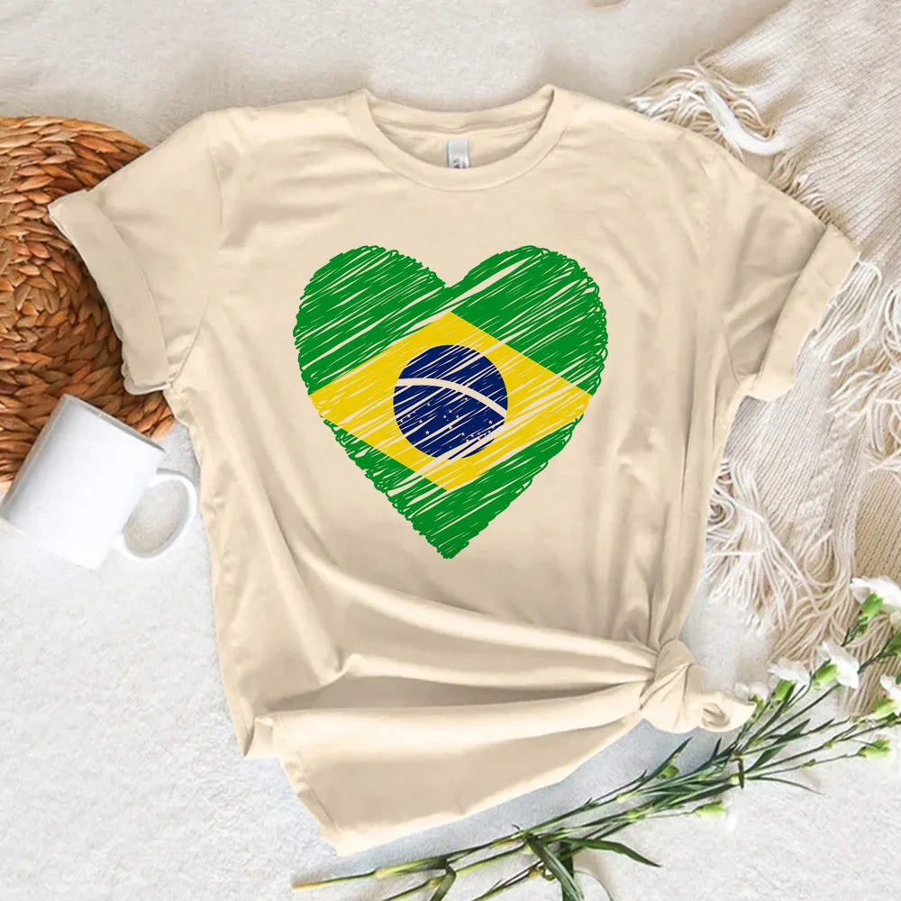Women T-shirts Brazil T-shirts Women Y2K Graphic Funny Tee Female Harajuku Clothes