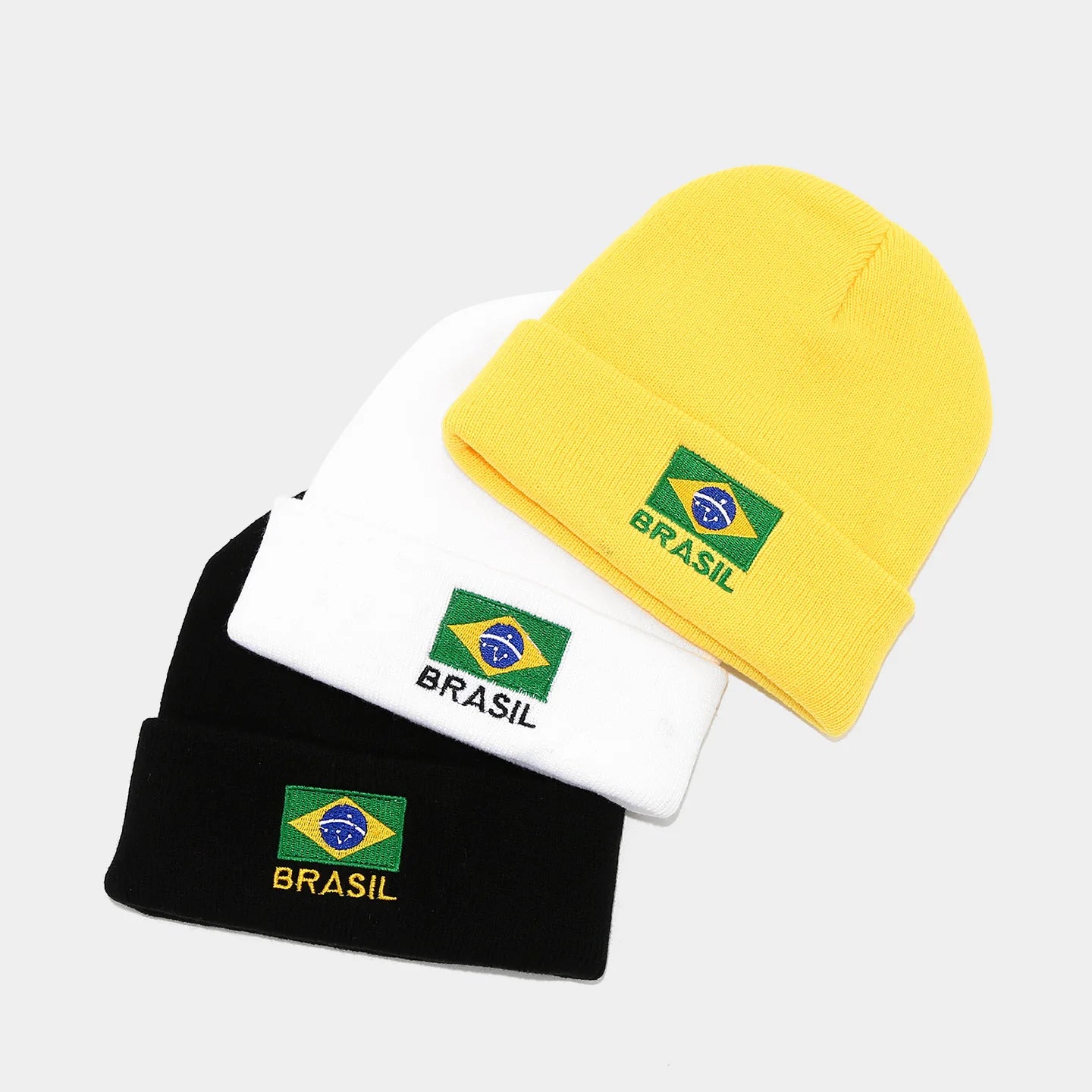 Brazil Flag Beanie – Embroidered Knit Hat