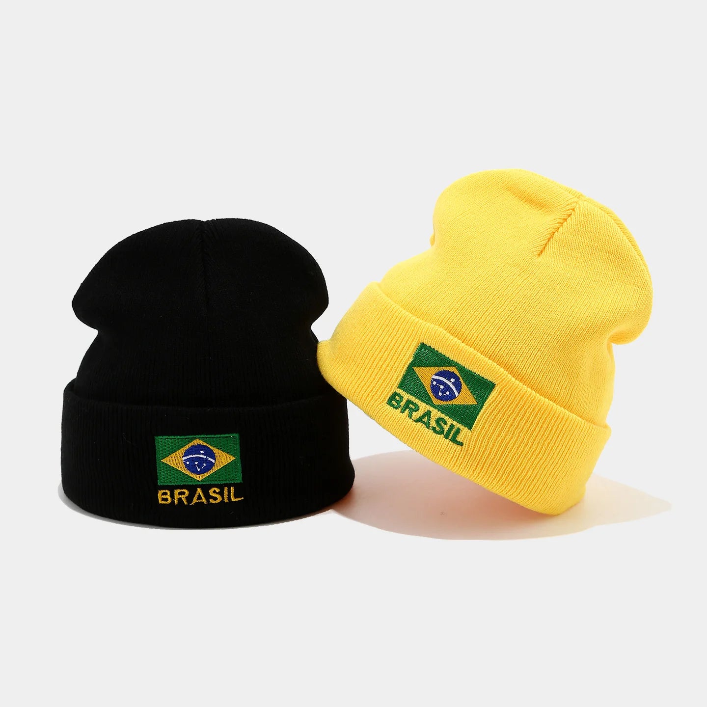 Brazil Flag Beanie – Embroidered Knit Hat