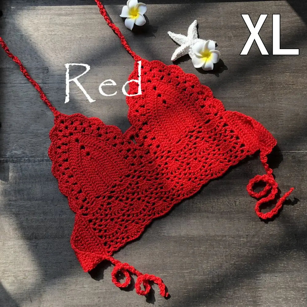 Crochet Halter Crop Top – Boho Beach Bralette