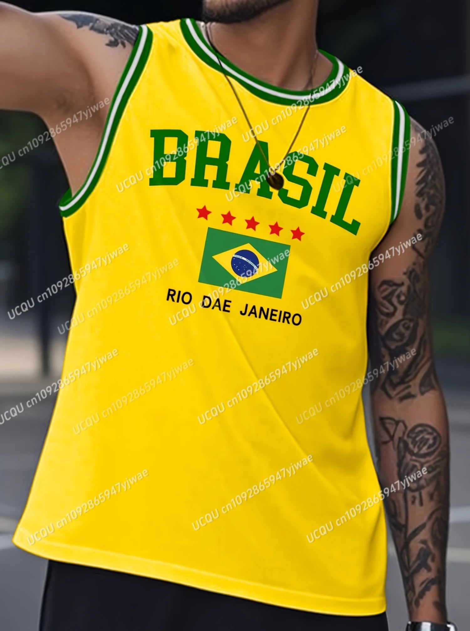 Brazil Yellow Basketball Tank Top