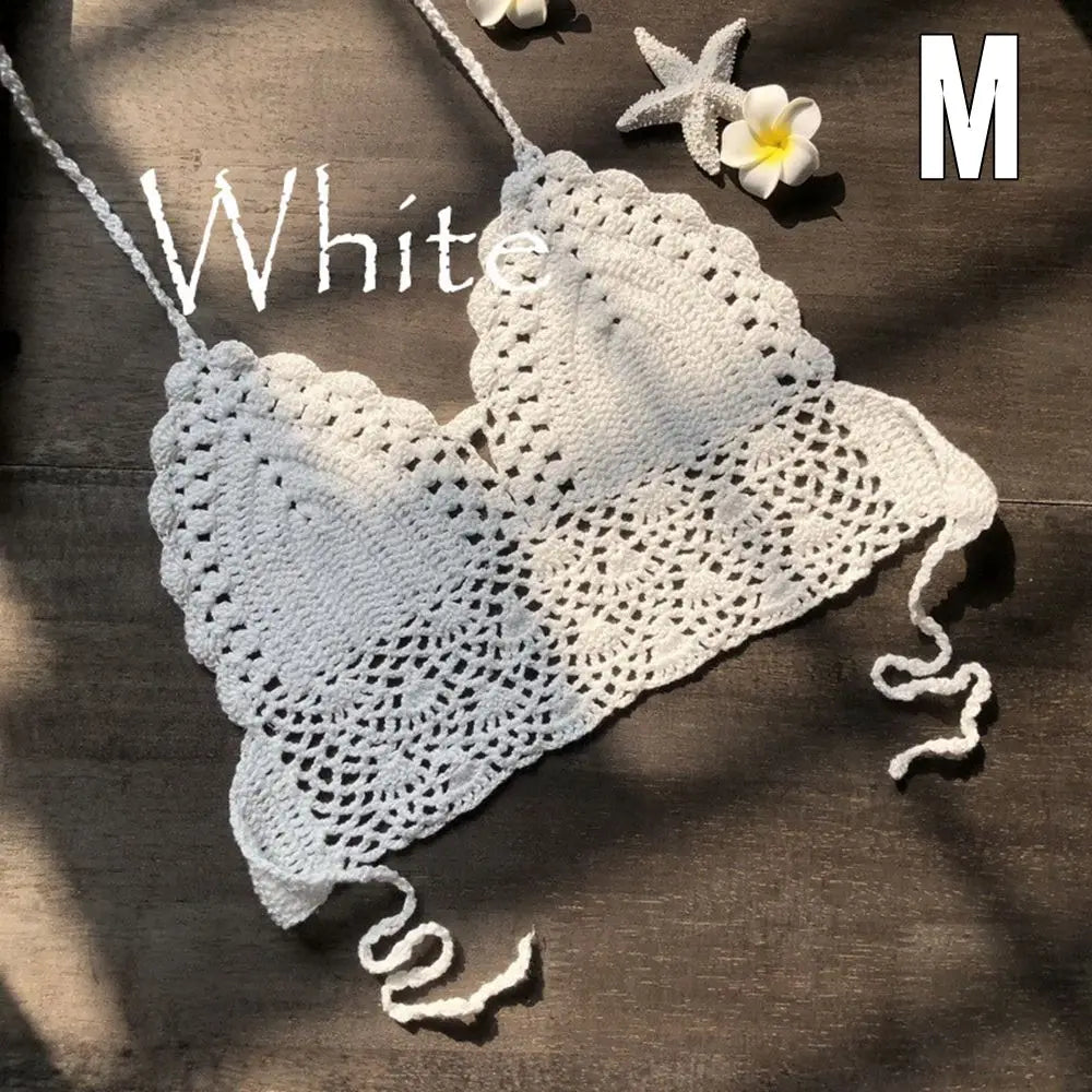 Crochet Halter Crop Top – Boho Beach Bralette