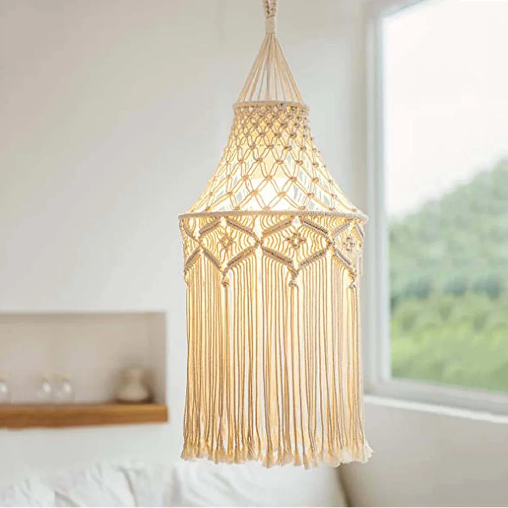 Macramé Hanging Lamp Shade – Nordic Boho Decor