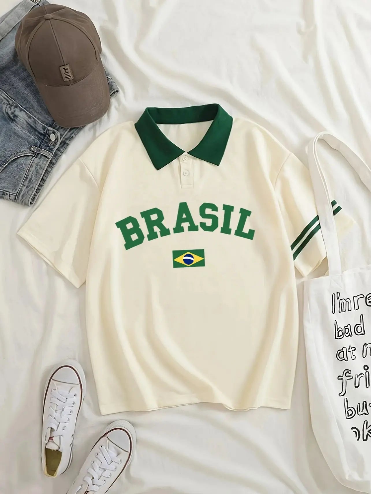 Brazilian Flag Polo Shirt – Women’s Summer Casual