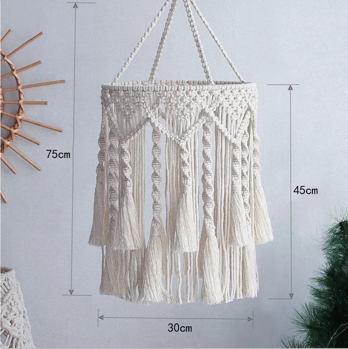Handmade Macramé Lamp Shade – Boho Hanging Light Cover