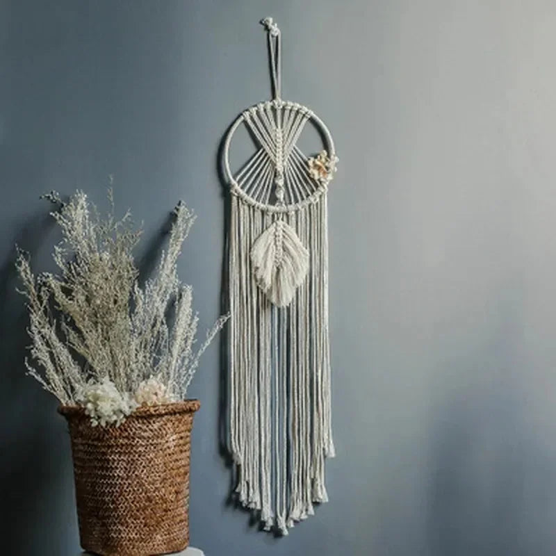 Macrame Dream Catcher Wall Tapestry – Boho Nordic Home Decor
