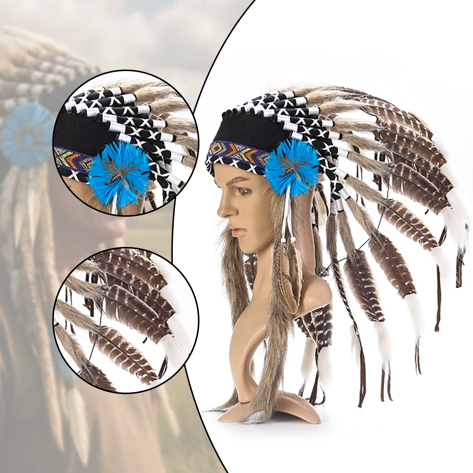 Tribal-Inspired Feather Headdress – Stage, Dance & Costume Accessory