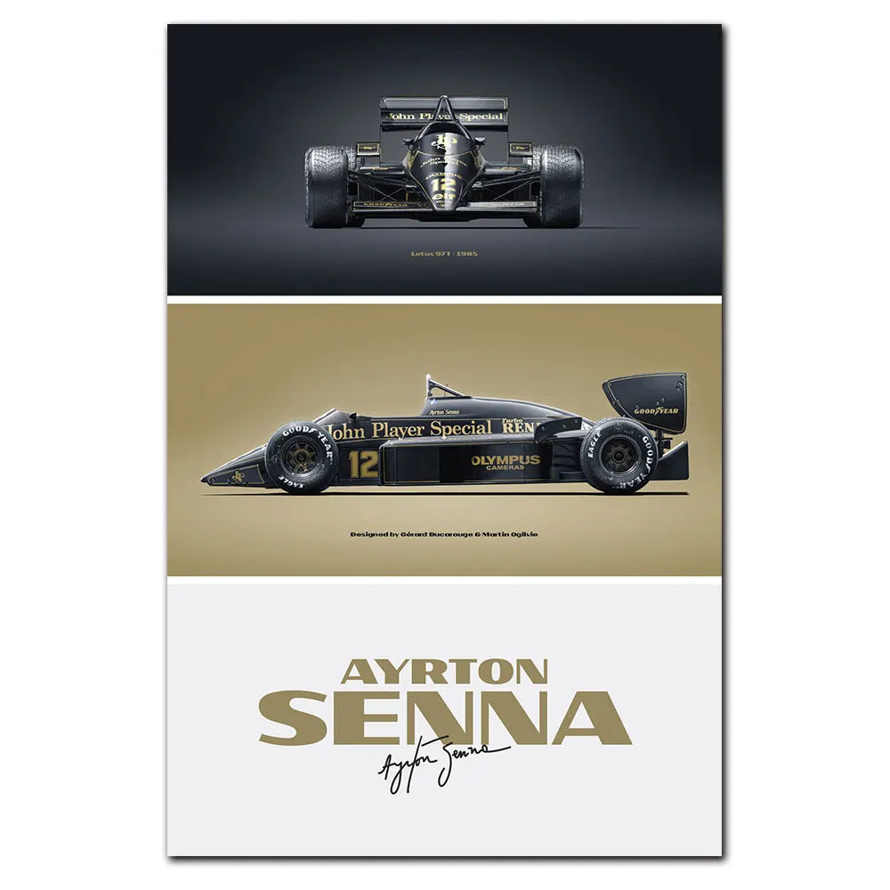 AYRTON Senna  Art Print Artwork 1985 Classic Racing Car Poster Print Canvas Painting Home Decor Wall Art Picture For Living Room