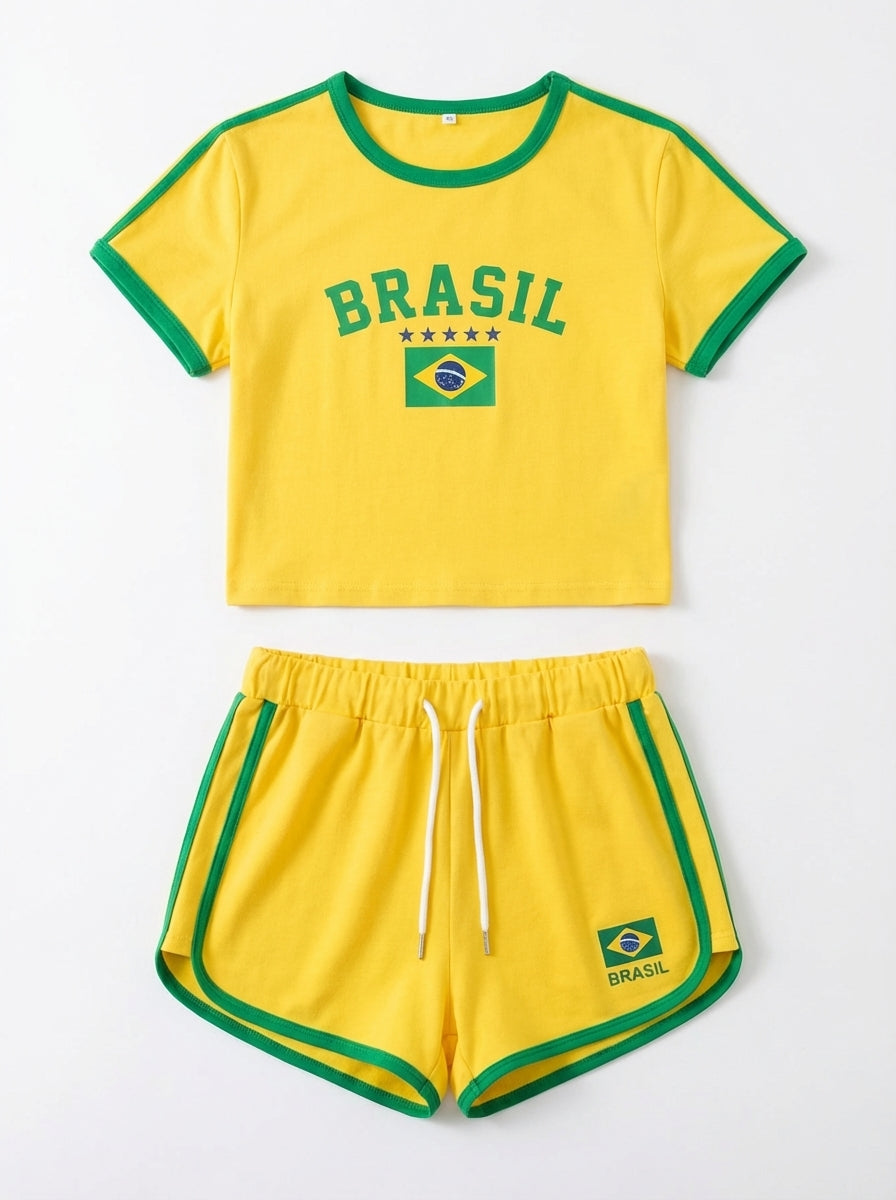 Brazil Y2K Baby Tee & Shorts Set