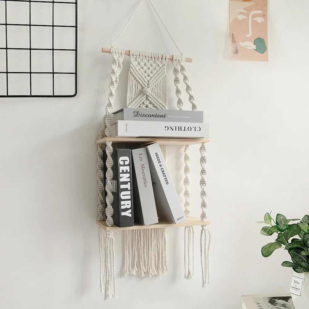 Macramé Wall Hanging Shelf – Boho Home Decor