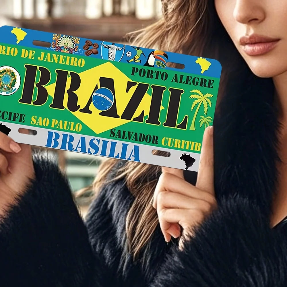 Brazil Aluminum License Plate Sign – Retro Design