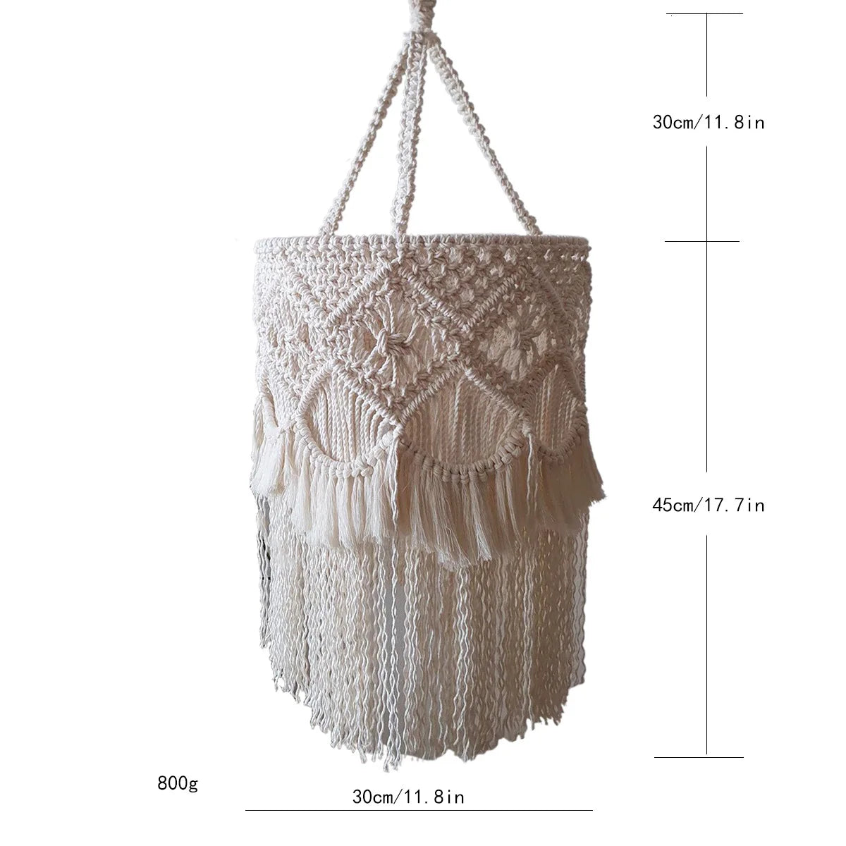 Handmade Macramé Lamp Shade – Boho Hanging Light Cover
