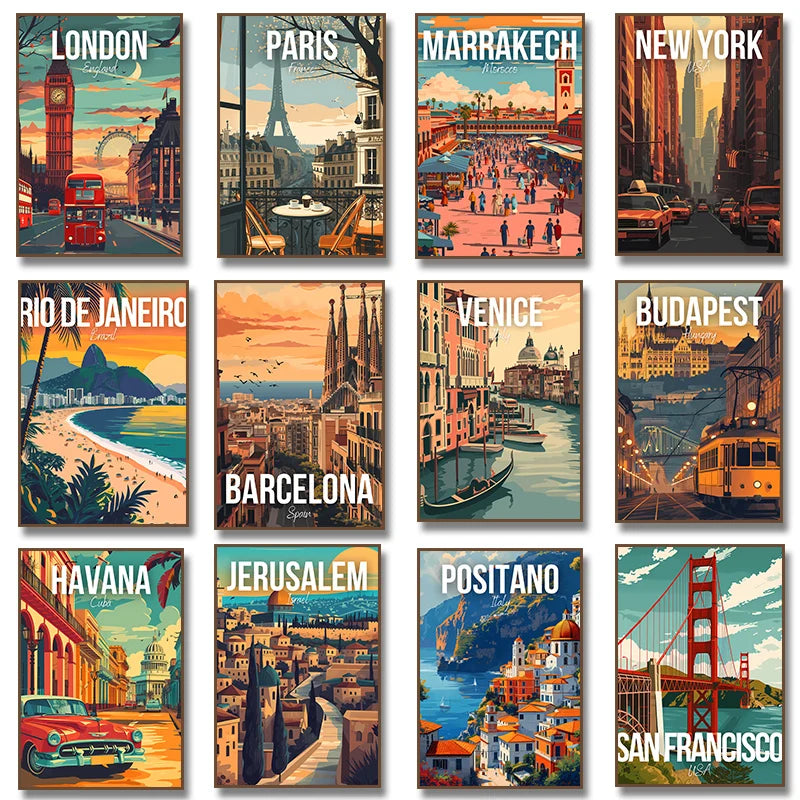 World Travel Art Canvas – Iconic Cities Collection