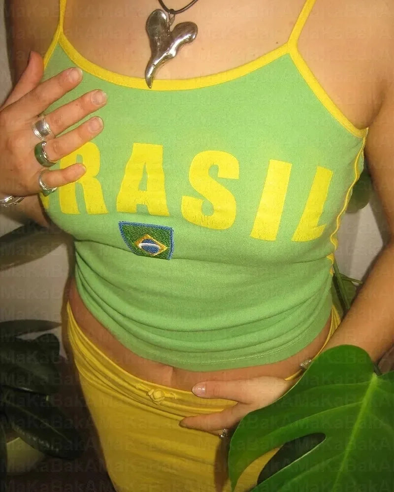 Brazil Y2K Crop T-Shirt