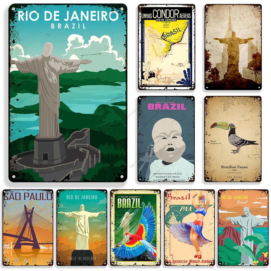 Rio de Janeiro Vintage Metal Sign – Brazil Wall Decor